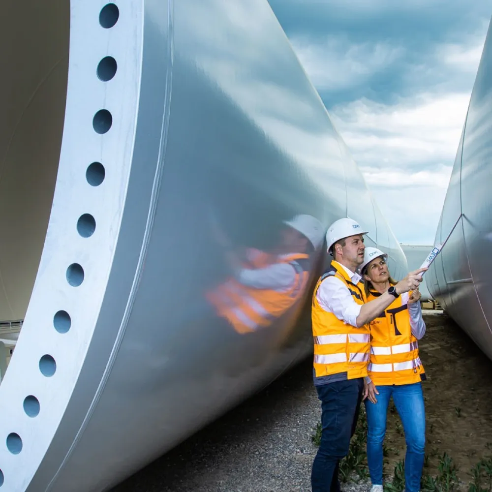 Repowering - Kontrolle der neuen Turmsegmente 