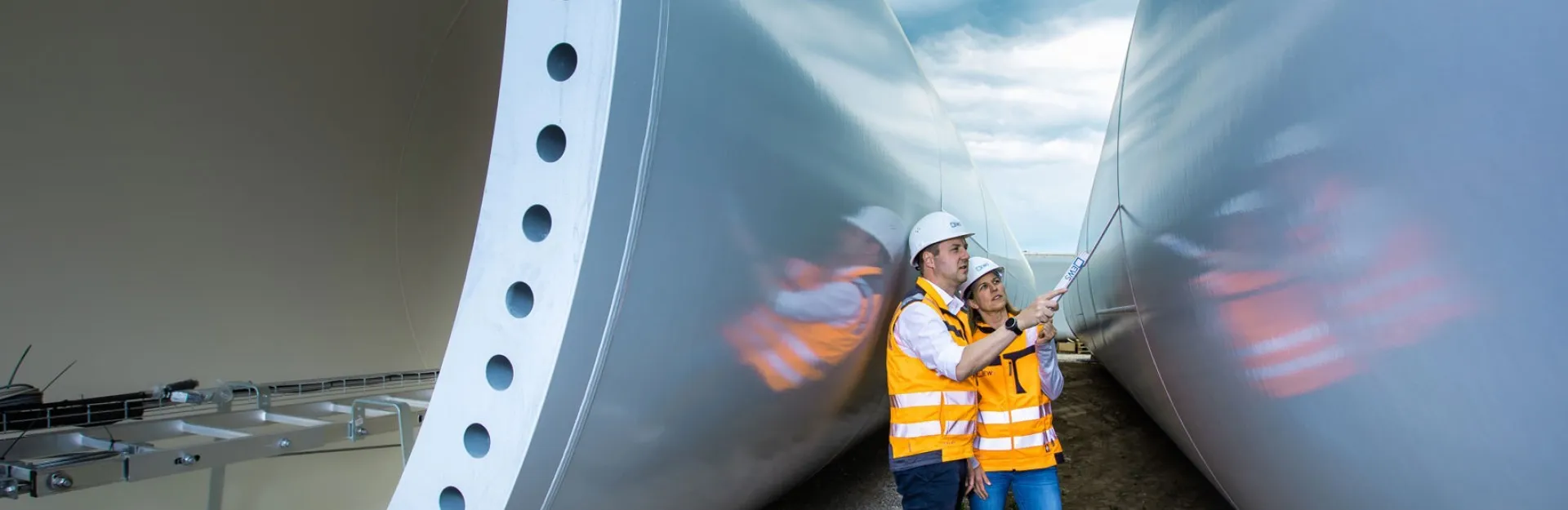 Repowering - Kontrolle der neuen Turmsegmente 