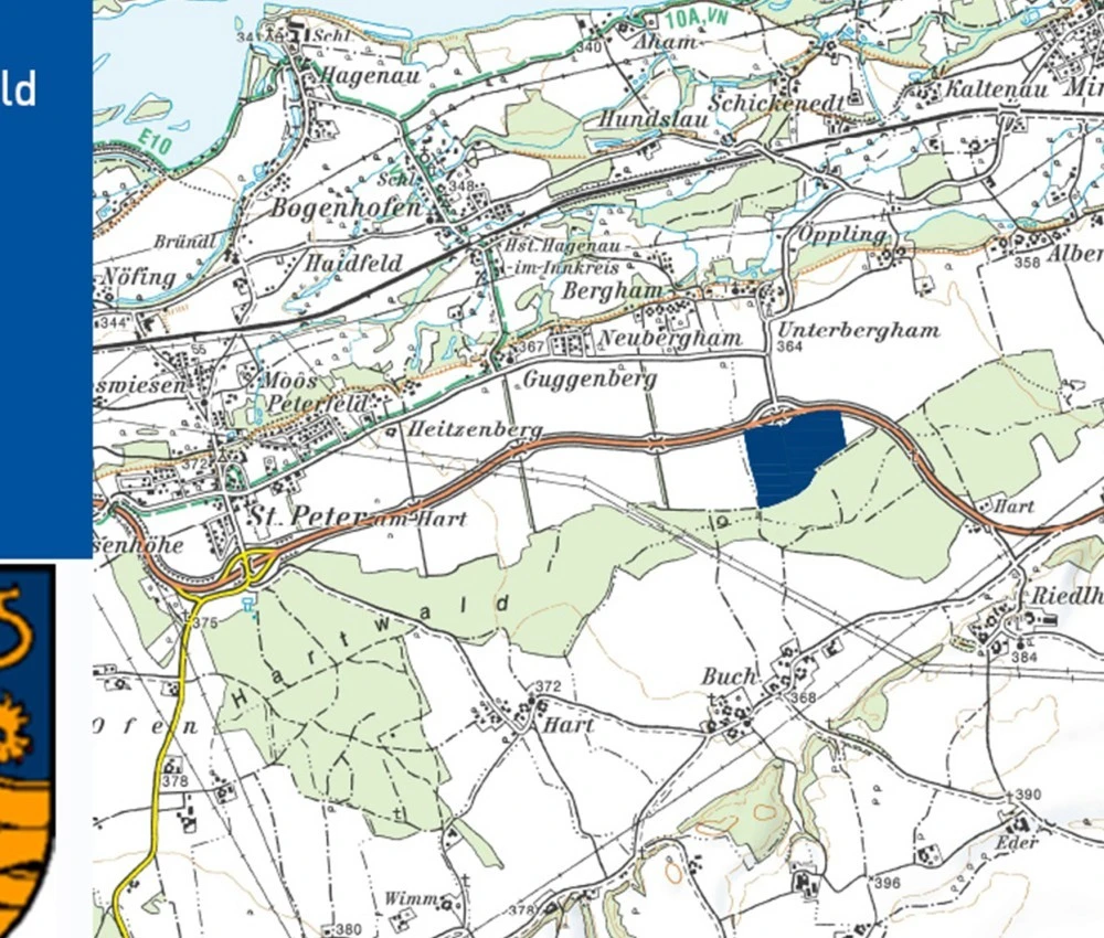 Lageplan des EWS Sonnenfeldes in der Gemeinde Mining (OÖ)